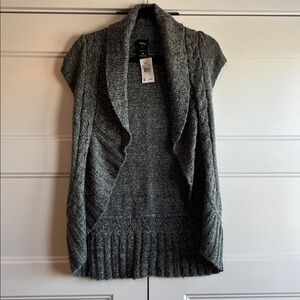 Vanity Charcoal‎ Knit Sleeveless Cardigan